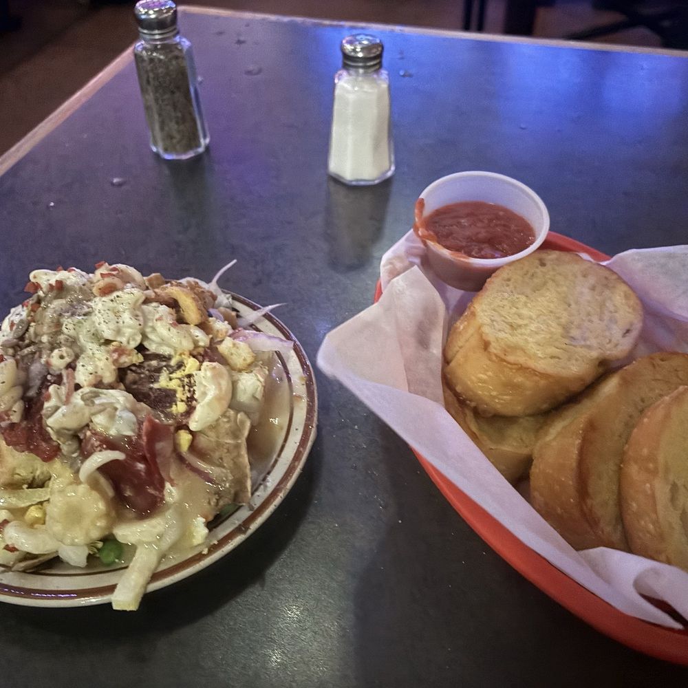 Organ Stop Pizza - Small salad and garlic bread with marinara on the side - Pizza Near Me - Mesa, Arizona Organ Stop Pizza - Small salad and garlic bread with marinara on the side - Pizza Near Me - Mesa, Arizona