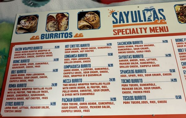 Menu photo 5 Sayulitas Mexican Food Santee, CA