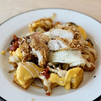 Hero Doughnuts & Buns - Loaded Hashbrowns with fried chicken breast - Donuts Near Me - Atlanta, Georgia
