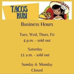 Tacos Rubi - Horario regular.