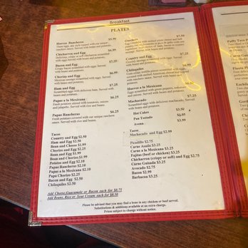 El Rafa's Cafe - Breakfast menu - Mexican Near Me - San Antonio, Texas