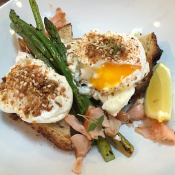 Stowaway Kitchen - Perfectly poached Dukkah-rolled eggs + smoked trout with grilled asparagus - superb. 13 - Breakfast & Brunch Near Me - Denver, Colorado