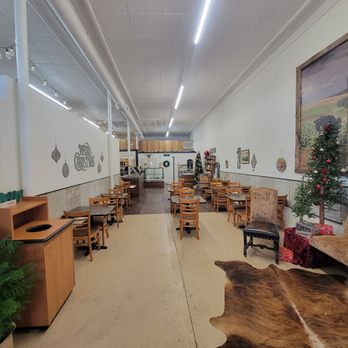 Tin Pan Deli - a dining room with a cow skin rug - Breakfast & Brunch Near Me - Midvale, Idaho