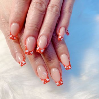 Magic Nails - Red Tip with 3d Hearts - Nail Salons Near Me - Buena Park, California Magic Nails - Red Tip with 3d Hearts - Nail Salons Near Me - Buena Park, California