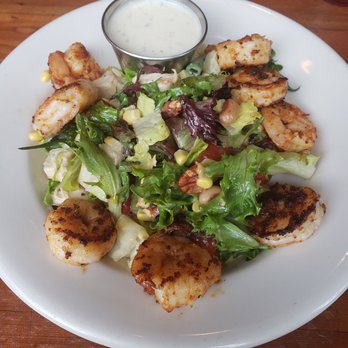 The Eagle Mass Ave - Southern Chopped salad w/no bacon, no blue cheese and cider vinaigrette. Added blackened shrimp; Lemon Thyme Ranch on the side. - American Near Me - Indianapolis, Indiana The Eagle Mass Ave - Southern Chopped salad w/no bacon, no blue cheese and cider vinaigrette. Added blackened shrimp; Lemon Thyme Ranch on the side. - American Near Me - Indianapolis, Indiana