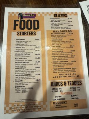 Menu photo 4 GameOn bar+arcade Baltimore, MD Menu photo 4 GameOn bar+arcade Baltimore, MD