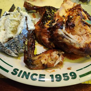 Flanigan's - Hollywood - Half a barbecued chicken lunch and baked potato. - Seafood Near Me - Hollywood, Florida Flanigan's - Hollywood - Half a barbecued chicken lunch and baked potato. - Seafood Near Me - Hollywood, Florida
