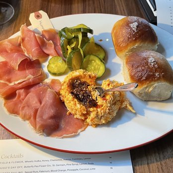 Husk - The Hamery Country Ham, Pimento cheese, Parker House rolls - American Near Me - Charleston, South Carolina Husk - The Hamery Country Ham, Pimento cheese, Parker House rolls - American Near Me - Charleston, South Carolina