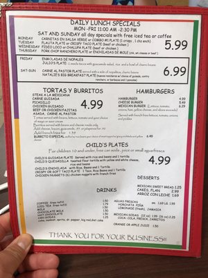 Menu photo 1 Natalie's Mexican Restaurant San Antonio, TX