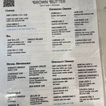 Brown Butter - Menu - Coffee & Tea Near Me - Brooklyn, New York