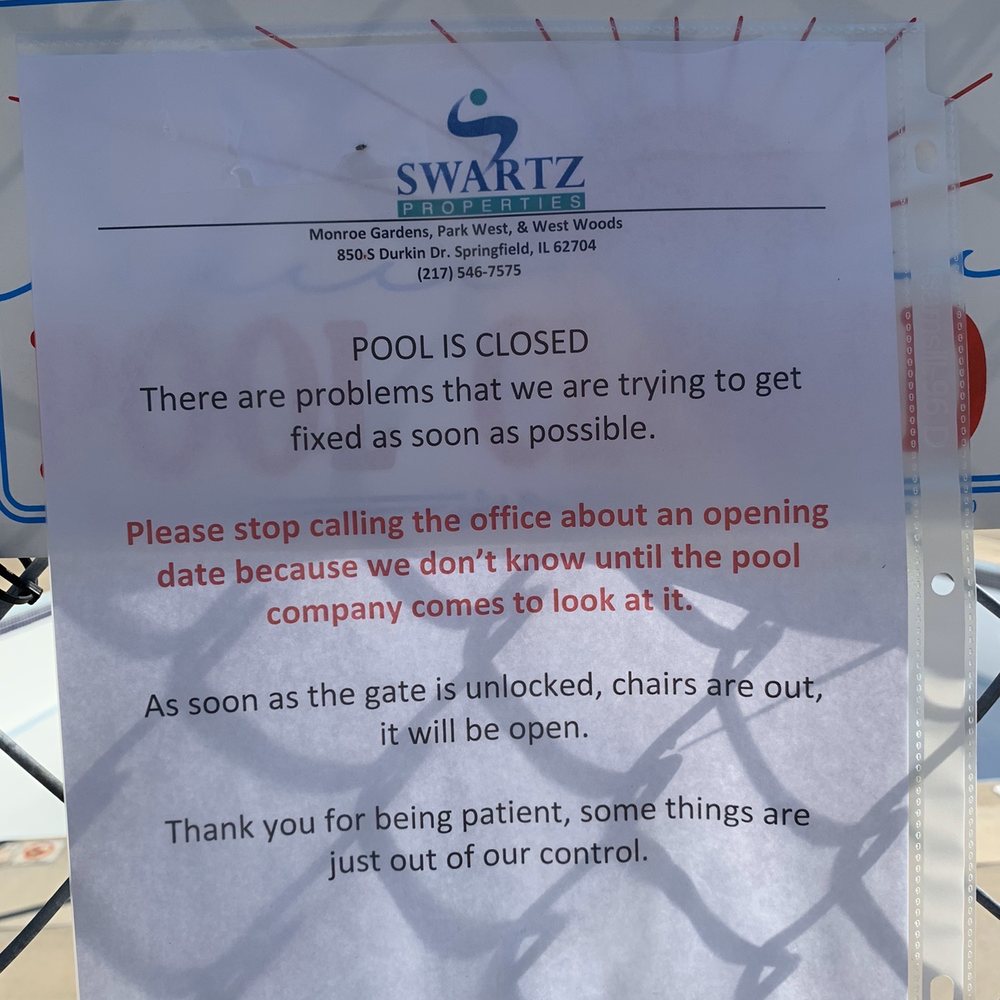 Monroe Garden Apartments - Pool notice - Apartments Near Me - Springfield, Illinois Monroe Garden Apartments - Pool notice - Apartments Near Me - Springfield, Illinois