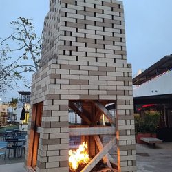 Metlox - Outdoor fireplace is lit  01-09-2022