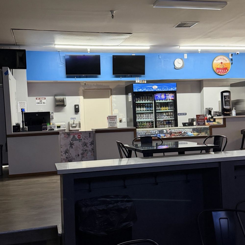 The snack bar doesn't stay open late at night for some reason.