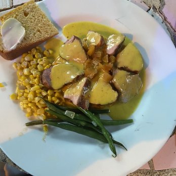 Blue Heaven - Pork tenderloin, green beans, corn, bread and butter - Breakfast & Brunch Near Me - Key West, Florida Blue Heaven - Pork tenderloin, green beans, corn, bread and butter - Breakfast & Brunch Near Me - Key West, Florida