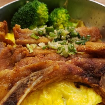 Good Catch Boil House - Pork chop with scallion ginger sauce and scrambled egg on instant noodle - Cajun/Creole Near Me - Markham, Ontario