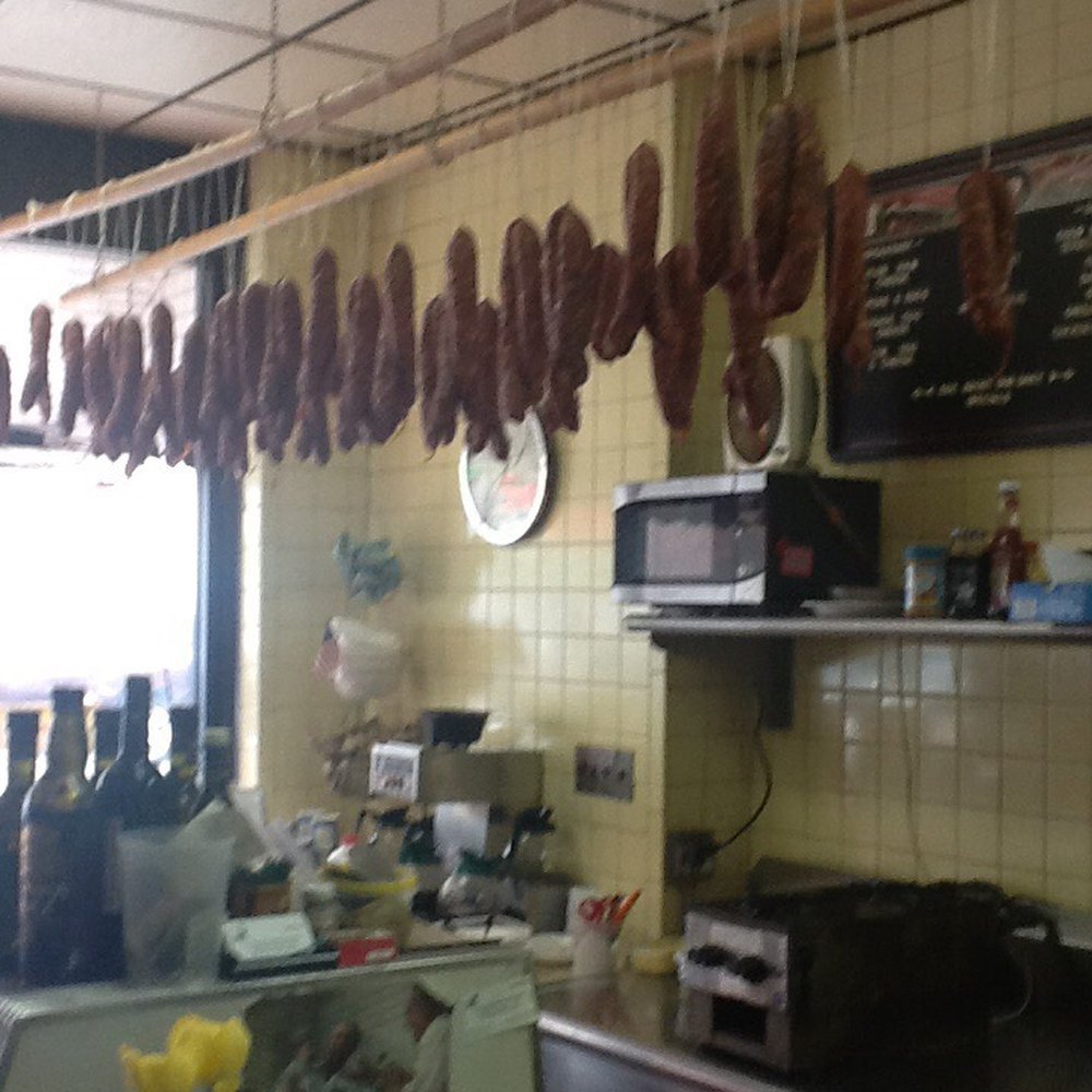 Sacco's Meat Market - sausage hanging from the ceiling - Meat Shops Near Me - Elizabeth, New Jersey Sacco's Meat Market - sausage hanging from the ceiling - Meat Shops Near Me - Elizabeth, New Jersey