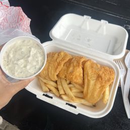 Clam chowder and cod and chips Clam chowder and cod and chips