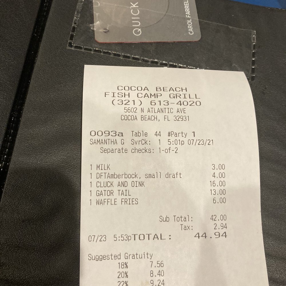 Cocoa Beach Fish Camp Grill - Way overpriced. - New American Near Me - Cocoa Beach, Florida Cocoa Beach Fish Camp Grill - Way overpriced. - New American Near Me - Cocoa Beach, Florida