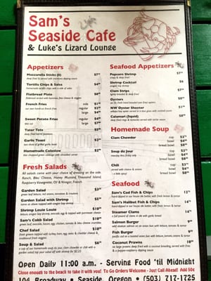 Menu photo 8 Sam's Seaside Cafe Seaside, OR Menu photo 8 Sam's Seaside Cafe Seaside, OR