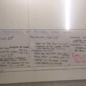 Milwaukee Public Library- Mitchell Street Branch - White board of activities - always have stuff going on there - Libraries Near Me - Milwaukee, Wisconsin