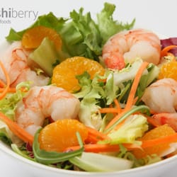 Sushiberry - Sałatka z krewetkami i mandarynkami;  sprawdź na: http://www.sushiberry.pl/