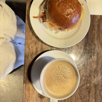 Konvene Coffee - Bacon egg and cheese sandwich with (if I remember correctly) garlic aioli and a vanilla latte - Coffee & Tea Near Me - Seattle, Washington Konvene Coffee - Bacon egg and cheese sandwich with (if I remember correctly) garlic aioli and a vanilla latte - Coffee & Tea Near Me - Seattle, Washington