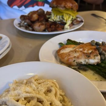 Little Dom's Seafood - Market fish piccata, Cacio E Pepe Tonnarelli, Cast Iron Seared Fish Sandwich - Pizza Near Me - Carpinteria, California Little Dom's Seafood - Market fish piccata, Cacio E Pepe Tonnarelli, Cast Iron Seared Fish Sandwich - Pizza Near Me - Carpinteria, California