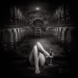 Main Street Boudoir Photography - BW Wine Cellar Boudoir Photo Shoot