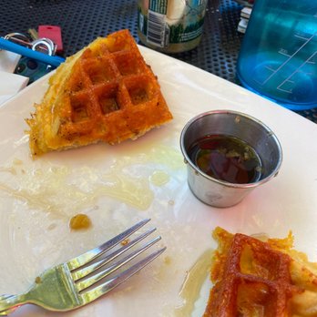 32 Shea - Cheddar bacon waffle with rosemary syrup - Coffee & Tea Near Me - Phoenix, Arizona