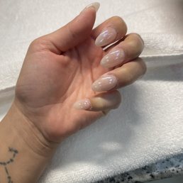 Chrome nude nails Chrome nude nails