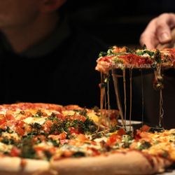 Pizza House - Large Vegetarian Pizza ($40.50) - spinach, broccoli, tomato, cheddar, extra cheese