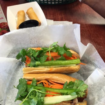 Crispy Banh Mi - Grilled pork and BBQ pork banh mi plus 2 egg rolls. Best $4.50 sandwiches you can get hands down. - Vietnamese Near Me - Charlotte, North Carolina Crispy Banh Mi - Grilled pork and BBQ pork banh mi plus 2 egg rolls. Best $4.50 sandwiches you can get hands down. - Vietnamese Near Me - Charlotte, North Carolina