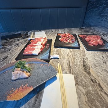 Crazy pot  - Beef for hot pot, seared salmon - Sushi Bars Near Me - Sacramento, California