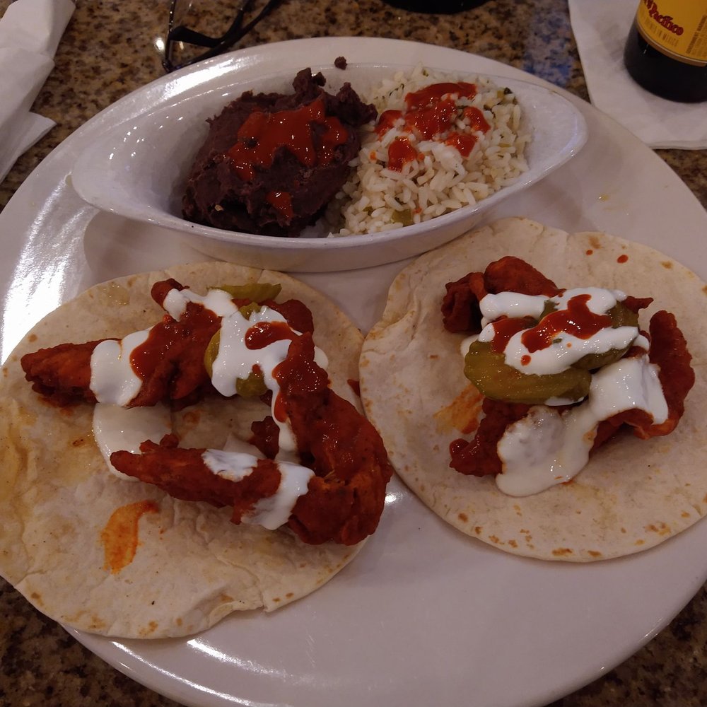 King Jefe Taco Bar - 2 Tacos (Billy Rays) with beans and rice - Tacos Near Me - Florence, South Carolina King Jefe Taco Bar - 2 Tacos (Billy Rays) with beans and rice - Tacos Near Me - Florence, South Carolina