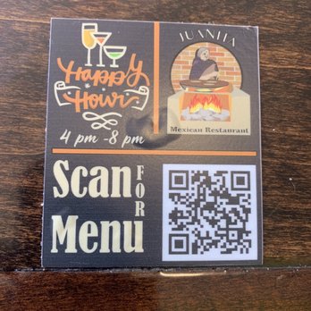 Juanita Mexican Restaurant - QR code on corner of tables - Mexican Near Me - Columbus, Ohio Juanita Mexican Restaurant - QR code on corner of tables - Mexican Near Me - Columbus, Ohio