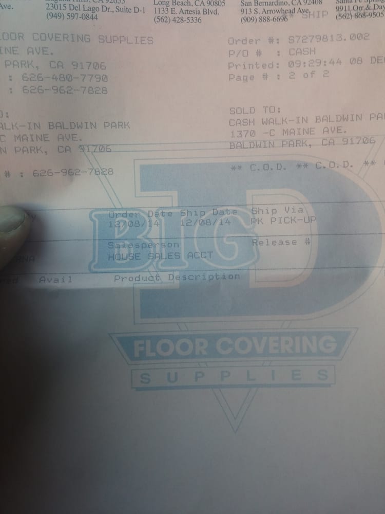 BIG D FLOOR COVERING SUPPLIES Updated September 2024 1370 Maine Ave