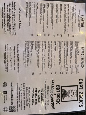 Menu photo 6 Captain Zack's Seafood Carryouts Chincoteague, VA Menu photo 6 Captain Zack's Seafood Carryouts Chincoteague, VA