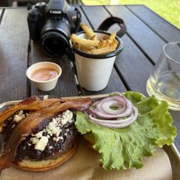 Fries and wine