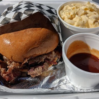 Frank's BBQ & Catering - Brisket Sandwich, with a side of macaroni. - Barbeque Near Me - Upland, California Frank's BBQ & Catering - Brisket Sandwich, with a side of macaroni. - Barbeque Near Me - Upland, California