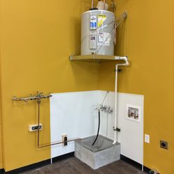 Tex-Oma Commercial Plumbing - RPZ, water heater, mop sink faucet and receptor