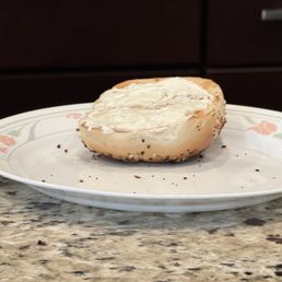 Everything bagel with plain smear.