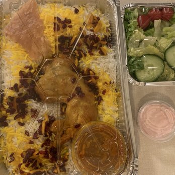 Super Unique - Zereshk rice with chicken leg, salad and sauce - Persian/Iranian Near Me - Toronto, Ontario Super Unique - Zereshk rice with chicken leg, salad and sauce - Persian/Iranian Near Me - Toronto, Ontario