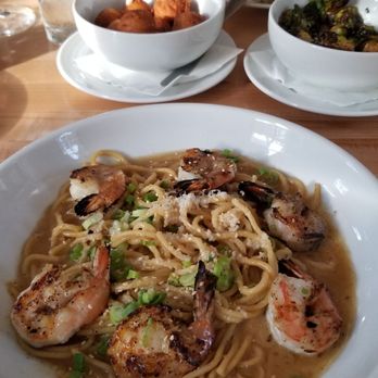 The Royal Tern - Shrimp pasta, Brussels, hush puppies and the filet. The filet is served with fried oysters, asparagus and potatoes. - Seafood Near Me - Johns Island, South Carolina The Royal Tern - Shrimp pasta, Brussels, hush puppies and the filet. The filet is served with fried oysters, asparagus and potatoes. - Seafood Near Me - Johns Island, South Carolina