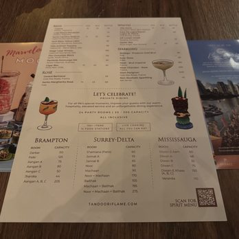 Tandoori Flame - Back of drinks menu~ (February 2026) - Indian Near Me - Delta, British Columbia