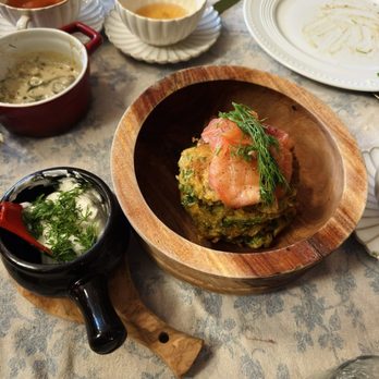 Taiga - Potato pancakes with salmon - Desserts Near Me - Hudson, New York
