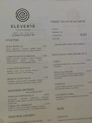 Menu photo 5 Eleven 18 Colorado Springs, CO