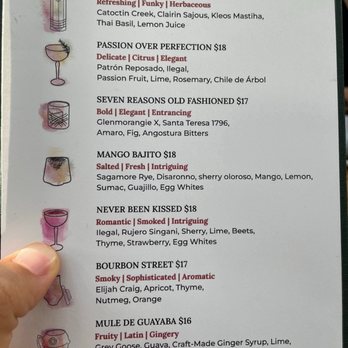 Seven Reasons - Cocktail menu - Latin American Near Me - Washington, DC, District of Columbia Seven Reasons - Cocktail menu - Latin American Near Me - Washington, DC, District of Columbia