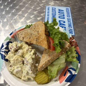 Auto Cafe - BLT with side potato salad - Breakfast & Brunch Near Me - Tilton, New Hampshire Auto Cafe - BLT with side potato salad - Breakfast & Brunch Near Me - Tilton, New Hampshire
