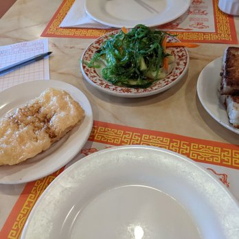 Yangtze - (left) Fries beancurd with shrimp, (center) pickles vegetable and seaweed salad, (right) pan fried turnip cake - Dim Sum Near Me - St. Louis Park, Minnesota Yangtze - (left) Fries beancurd with shrimp, (center) pickles vegetable and seaweed salad, (right) pan fried turnip cake - Dim Sum Near Me - St. Louis Park, Minnesota