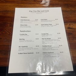 Flat Tire Bar and Grill - Menu